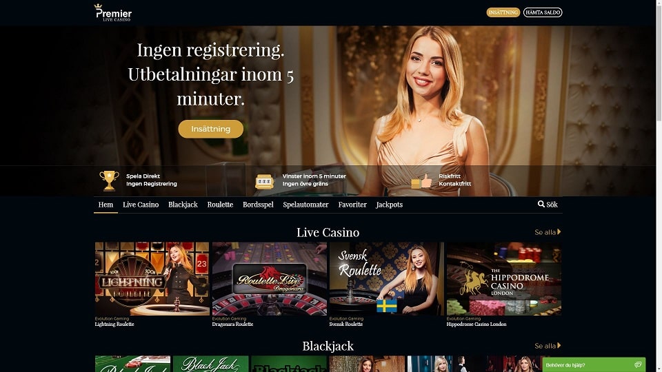 premier live casino startsidan